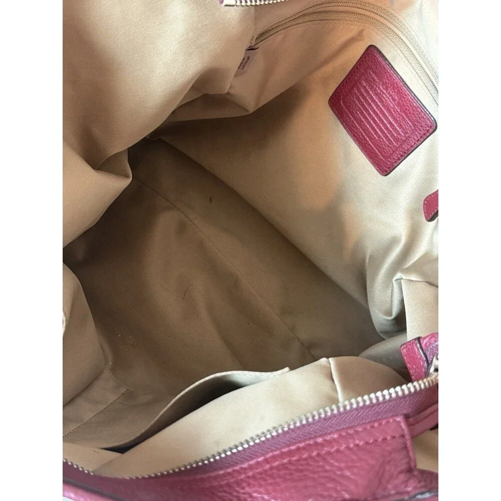 Coach Park Carrie Tote Crimson Pebbled Leather Shoulder Bag Purse